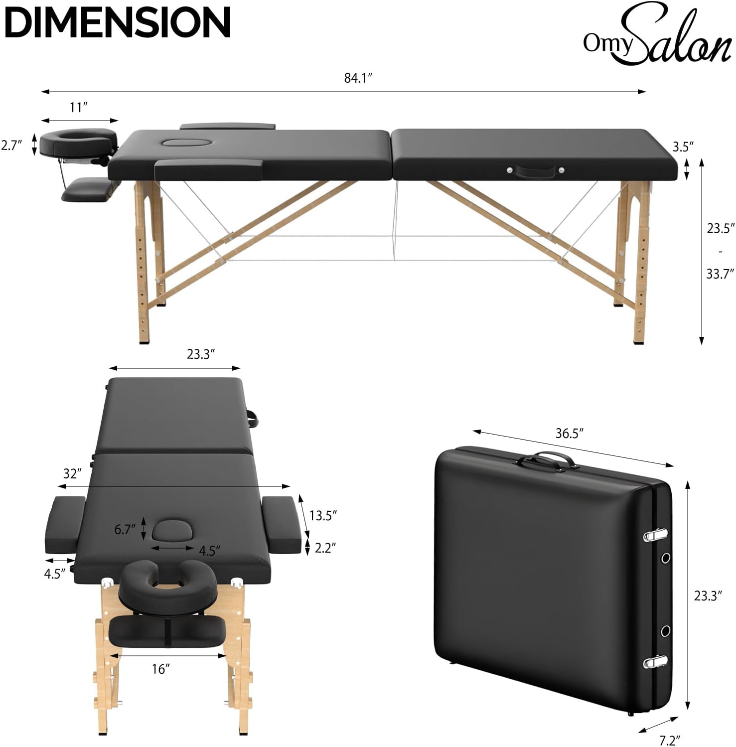 Tattoo Bed Height Adjustable with Carrying Bag - Image 2