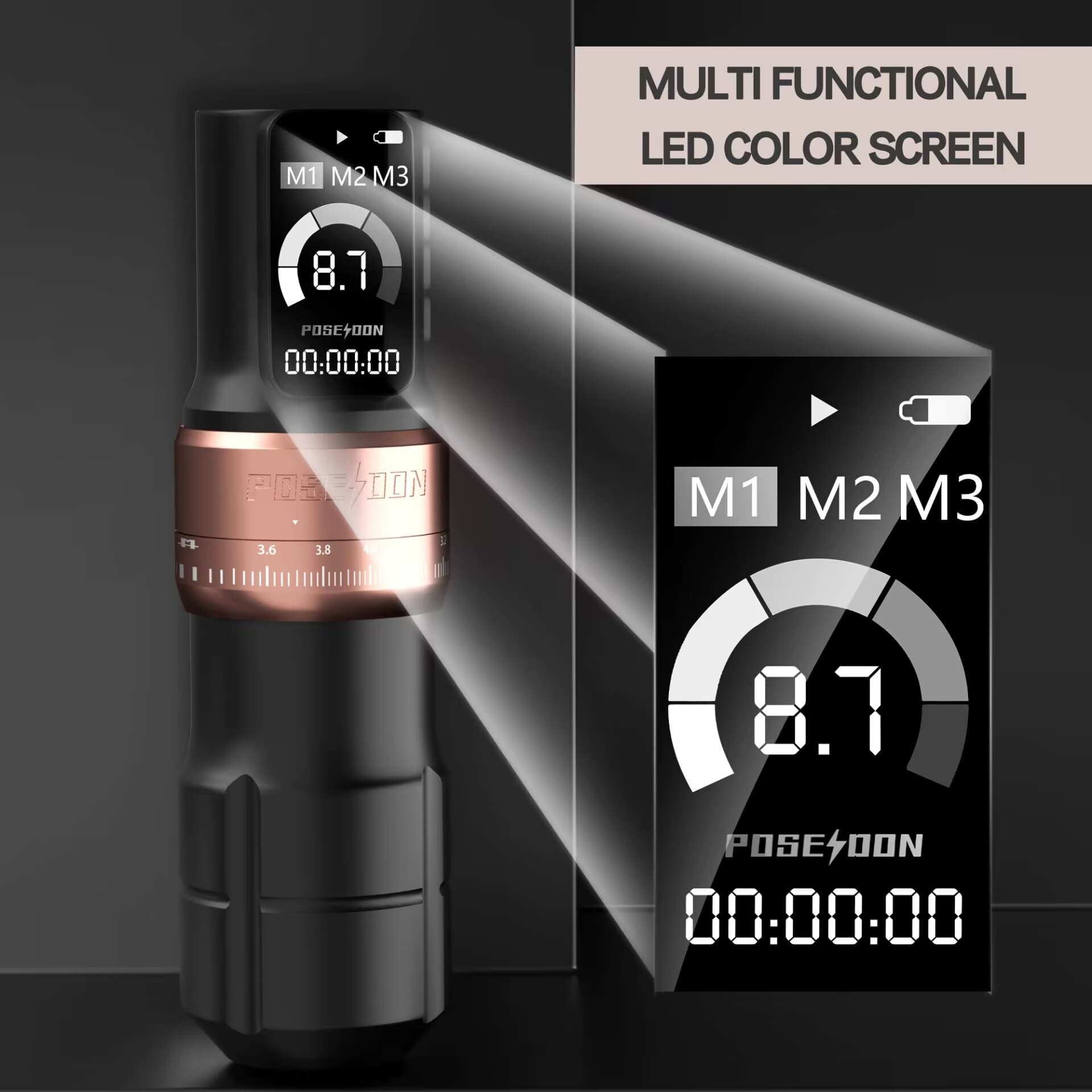 POSEIDON Adjustable 4.2 LED Wireless Tattoo Machine - Image 5